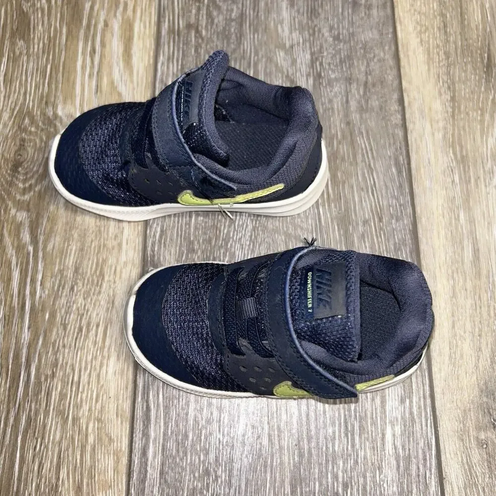 Nike Downshifter 7 Infant Baby Shoes US Size 6C Navy Blue w/ Strap 869974-403